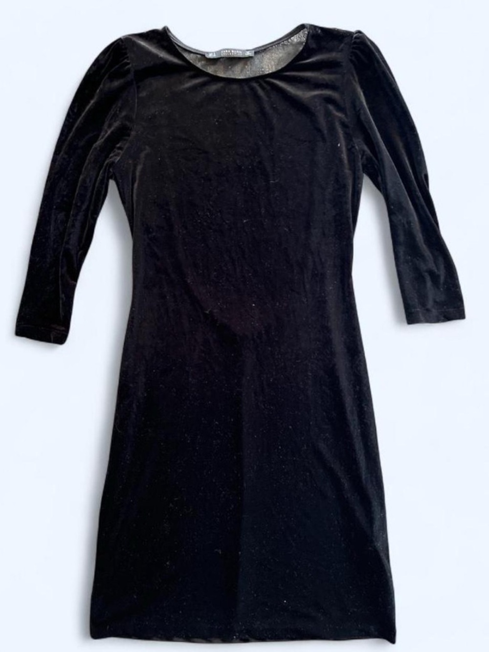 Zara Women’s Black Velour Velvet Lace Back Sheath Mini Whimsigoth Dress Small